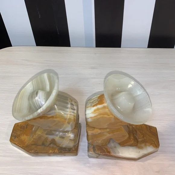 Solid Carved Stone/Rock Sleeping Man in Sombrero Book Ends Vintage Home Decor - Picture 9 of 17